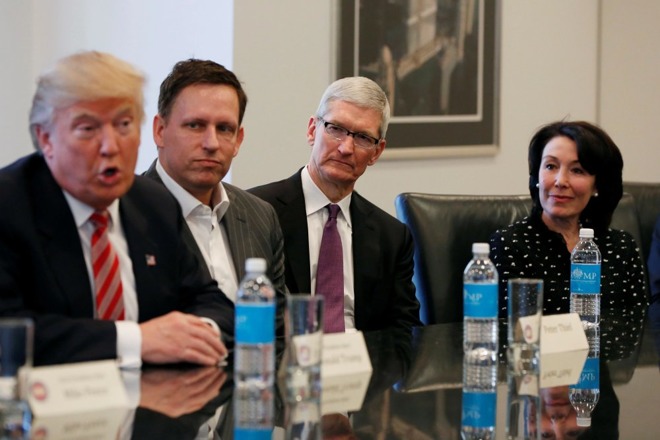 Apple's Tim Cook Takes Close Seat to Donald Trump at Tech Summit