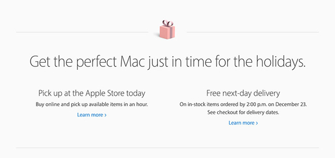 Apple Activates Free Next-Day Deliveries for Christmas Shoppers